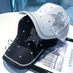 Summer Butterfly Hat Rhinestone Cap Fashion Baseball Cap