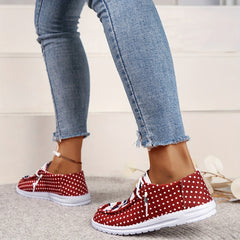Women's Star & Polka Dot Canvas Shoes Lace Up Lightweight Outdoor Shoes