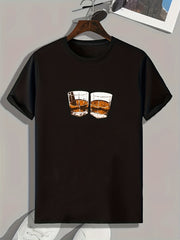 Alcohol Print Men's Comfy T shirt Outdoor Tee