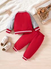 Infant Baseball Sports Set Contrast Jacket Coat Trousers