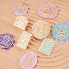 Christmas Snowman 3D Embossed Fire Paint Brass Stamp 40mm Round