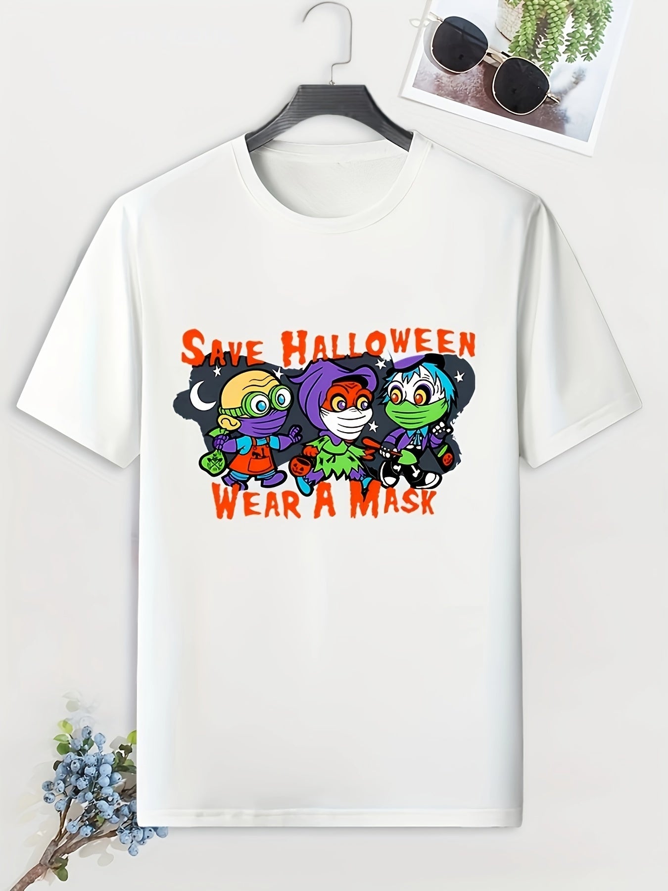 Men's Halloween Print Tee for Summer Outdoor