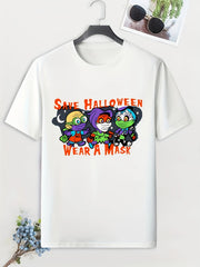 Men's Halloween Print Tee for Summer Outdoor