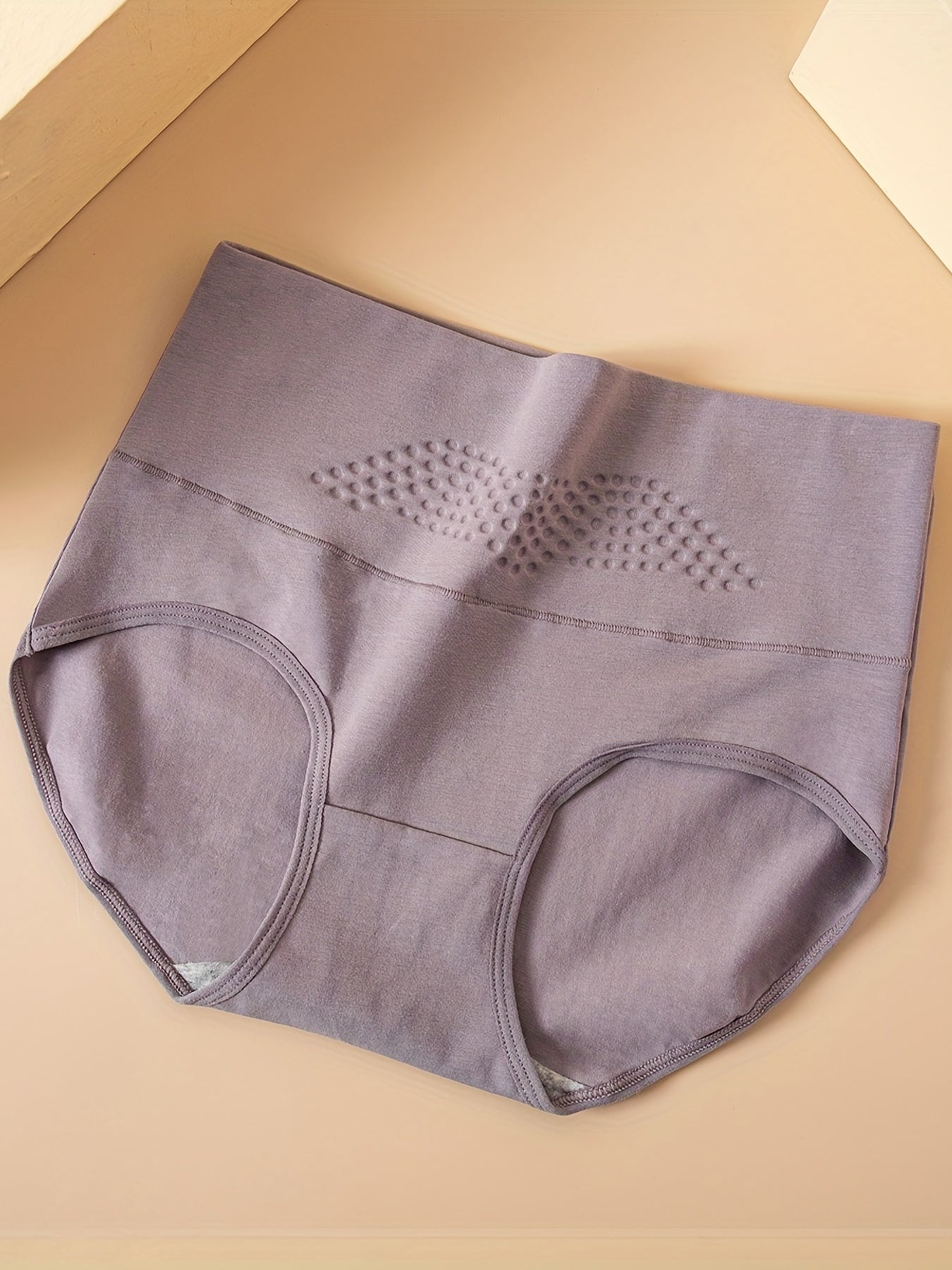 4pcs Dot Textured High Waist Panties Soft Intimates Lingerie Underwear