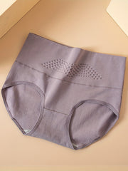 4pcs Dot Textured High Waist Panties Soft Intimates Lingerie Underwear