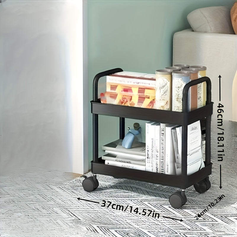 4 Tier Utility Cart Rolling Wheels Handles Kitchen Living Room Organizer