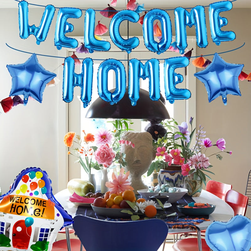 18pcs Welcome Home Decorations Banner Balloons House Balloons Foil Balloons