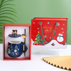 Christmas Gift Santa Claus Ceramic Cup with Spoon