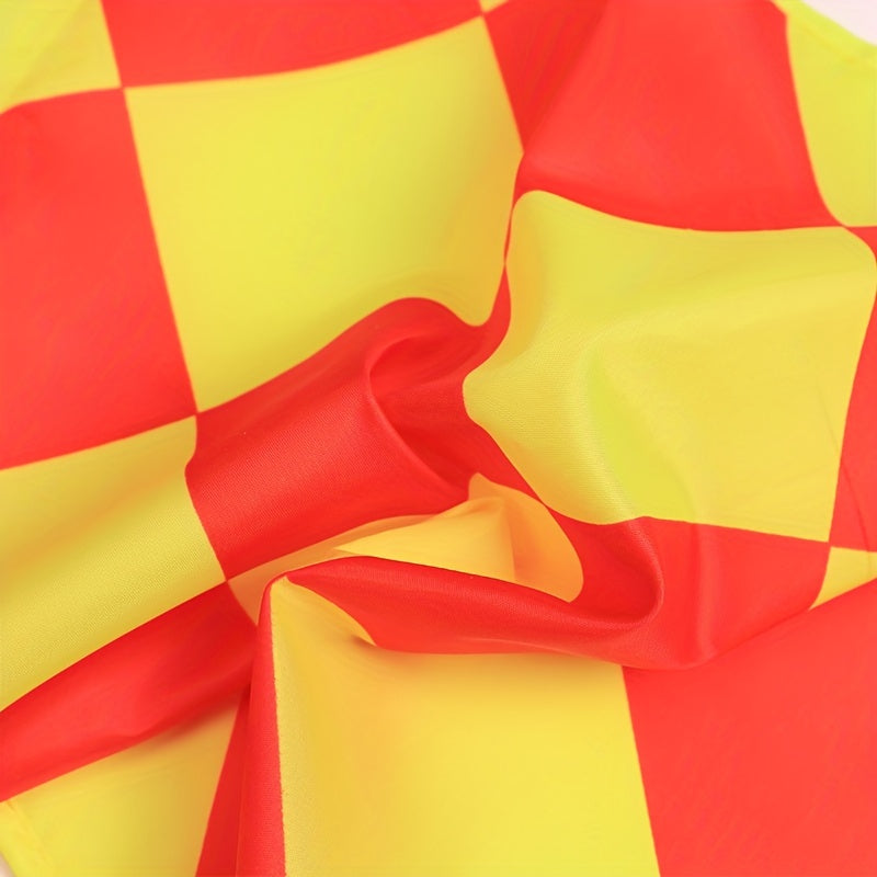 2pcs Soccer Referee Flags Red Yellow Checkered Command Hand Flags