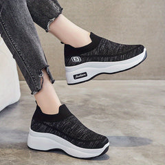 Women's Slip On Platform Sneakers Low Breathable Casual Shoes