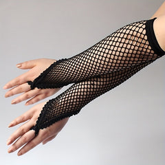 Fishnet Hollow Y2K Fingerless Gloves Gothic Costume Gloves
