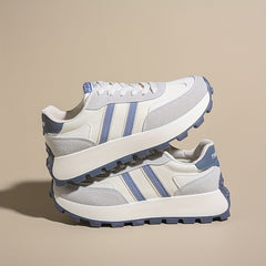 Women's Colorblock Platform Sneakers Lace Up Shoes Lightweight Running Shoes