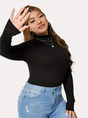 Solid Long Sleeve High Neck Top