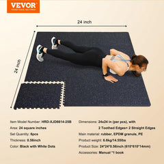 6 Interlocking Foam Gym Floor Mats Set for Home and Studio Use
