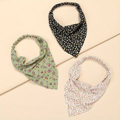 Pastoral Floral Headband Triangle Scarf Elastic Turban Bandana Women Head Wrap