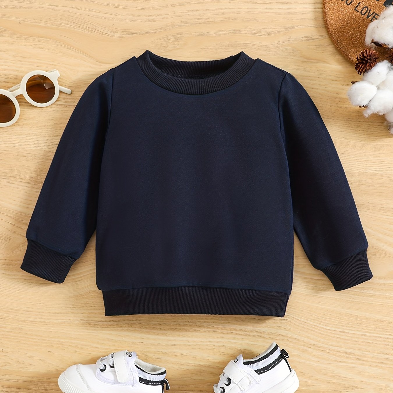 Baby Long Sleeve Pullover Top Solid Sweatshirt