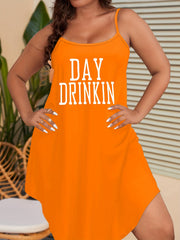 Plus Size Sexy Nightdress Women's Plus Letter Print Round Neck