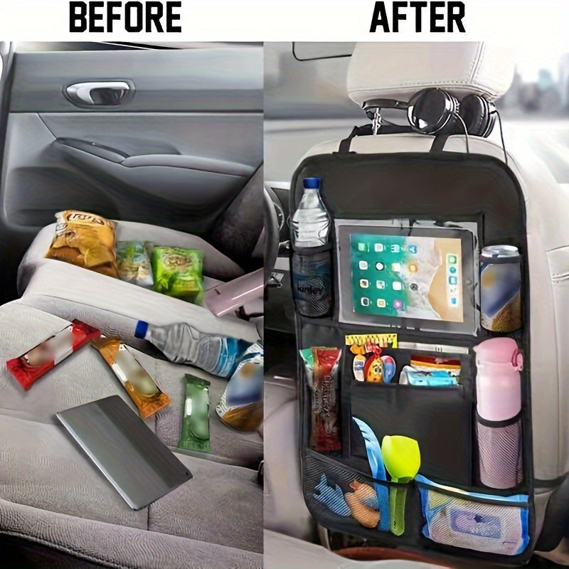 2pcs Car Seat Storage Bag Oxford Fabric Backrest Pocket With Tablet Computer Bra
