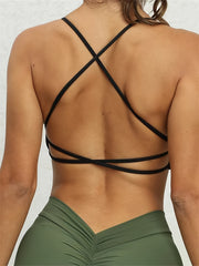 Twist Front Sport Halter Bra Cross Back Intimates Bra