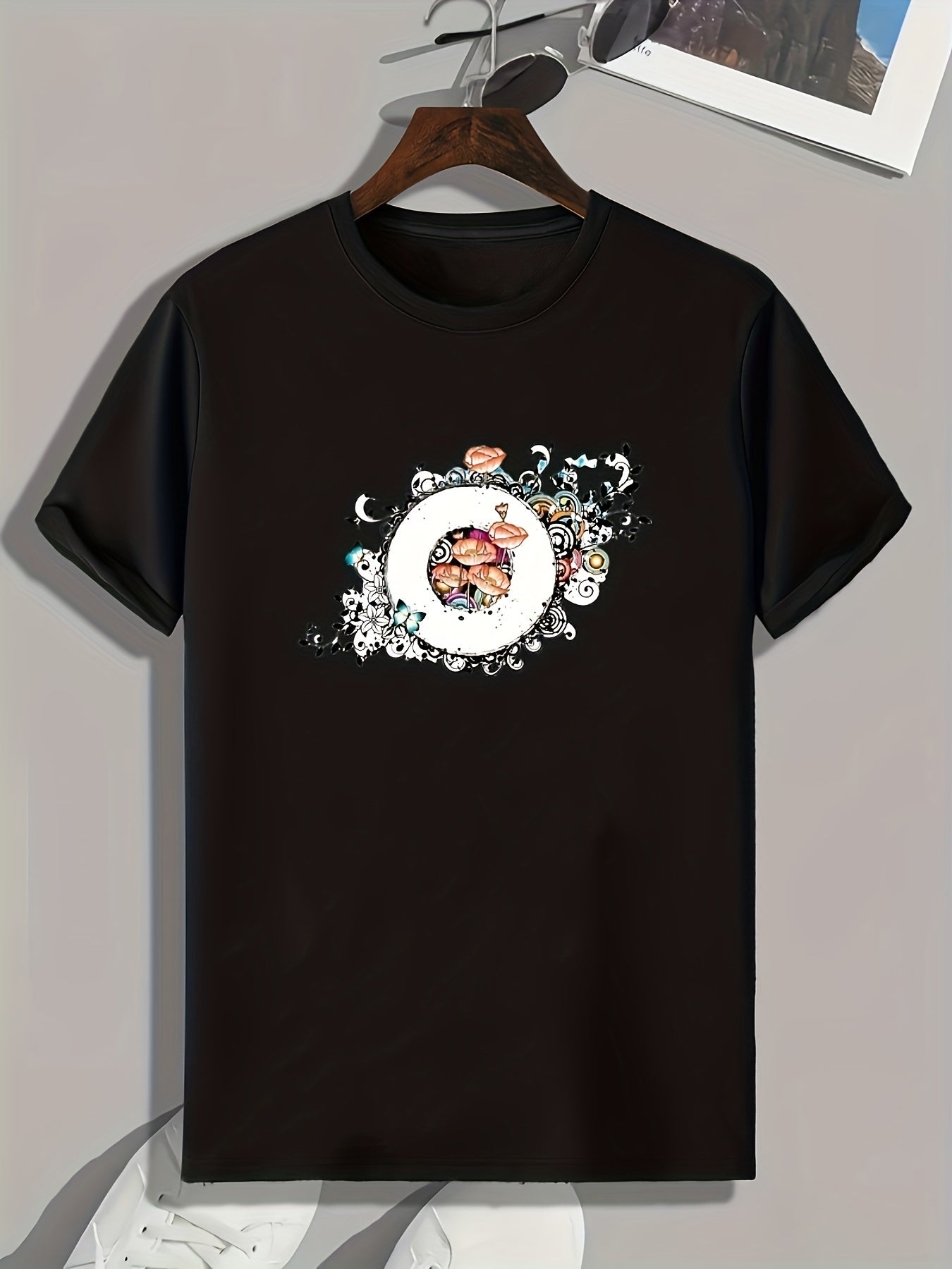 Pattern Print Men's Sports T-shirt for Fitness Activities