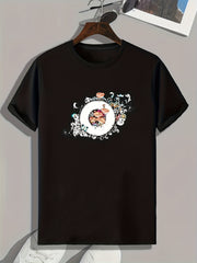 Pattern Print Men's Sports T-shirt for Fitness Activities