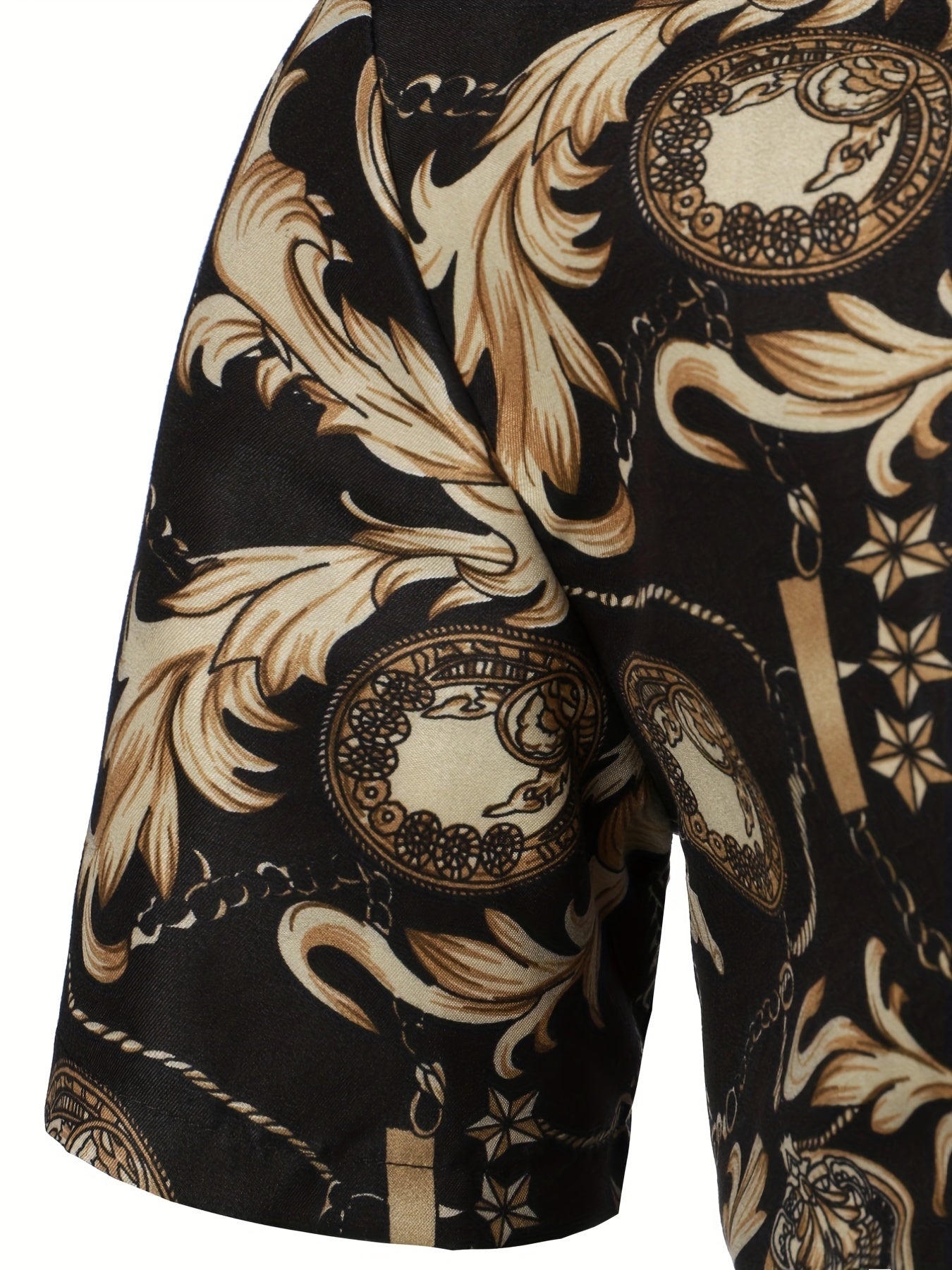 Baroque Style Print Men's Top Casual Short Sleeve Tee For Summer