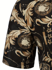 Baroque Style Print Men's Top Casual Short Sleeve Tee For Summer