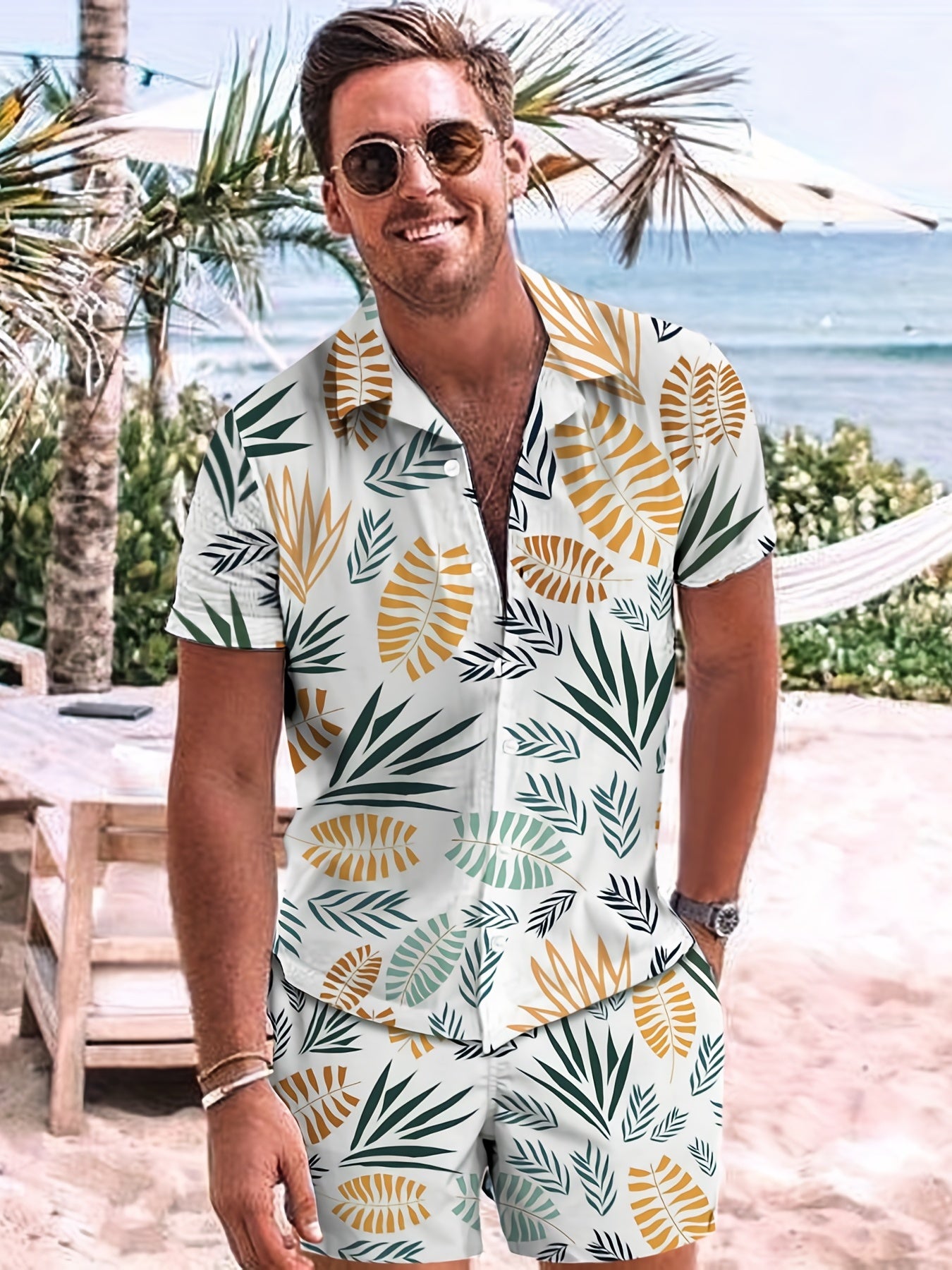 Men's Hawaii T-Shirt & Beach Shorts Matching Set