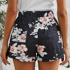 Women's Plus Floral Print Elastic Drawstring Shorts