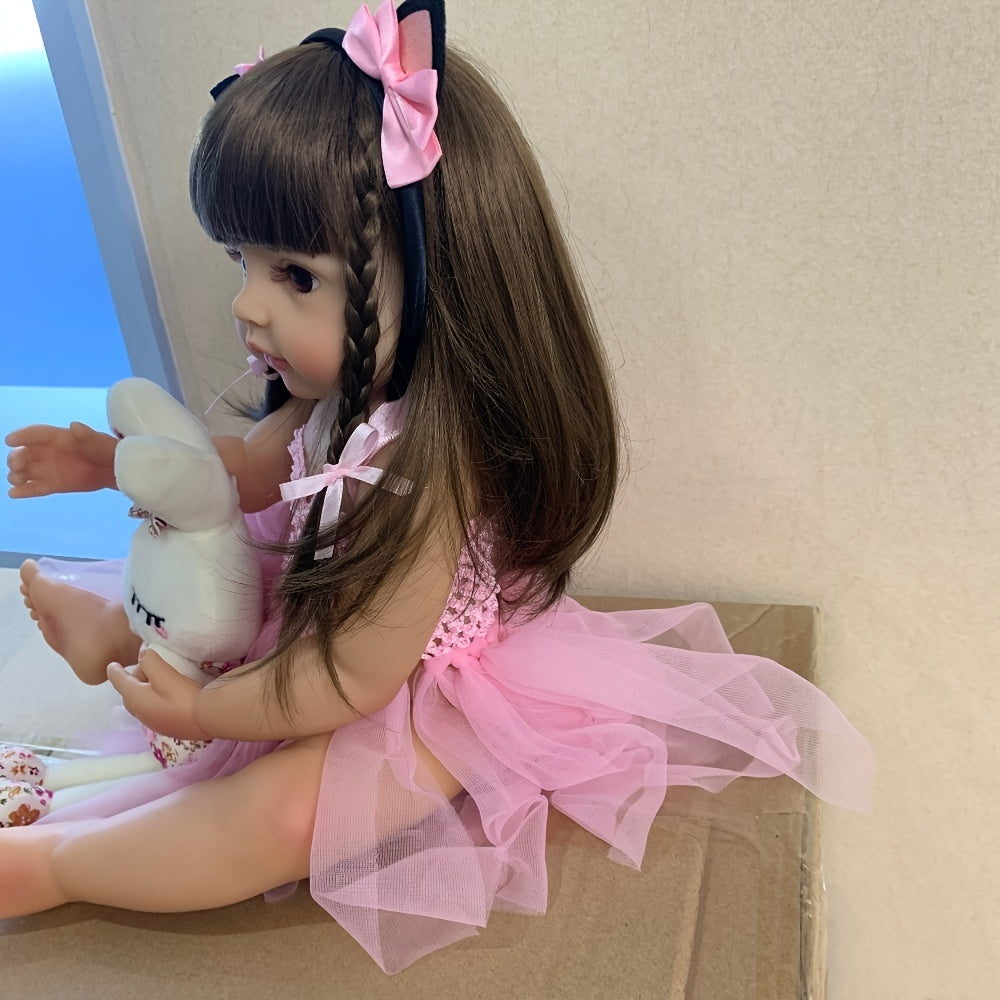 22'' Silicone Body Reborn Baby Doll For Girl Vinyl Newborn Princess Bebe
