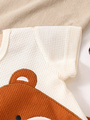 2pcs Baby Boys Bear Embroidery T-shirt & Shorts Set Clothes