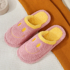 Cozy Smile Face Plush Slippers Warm & Fuzzy Shoes