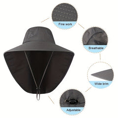Men's Wide Brim Fishing Hat UV Protection Quick Dry Breathable