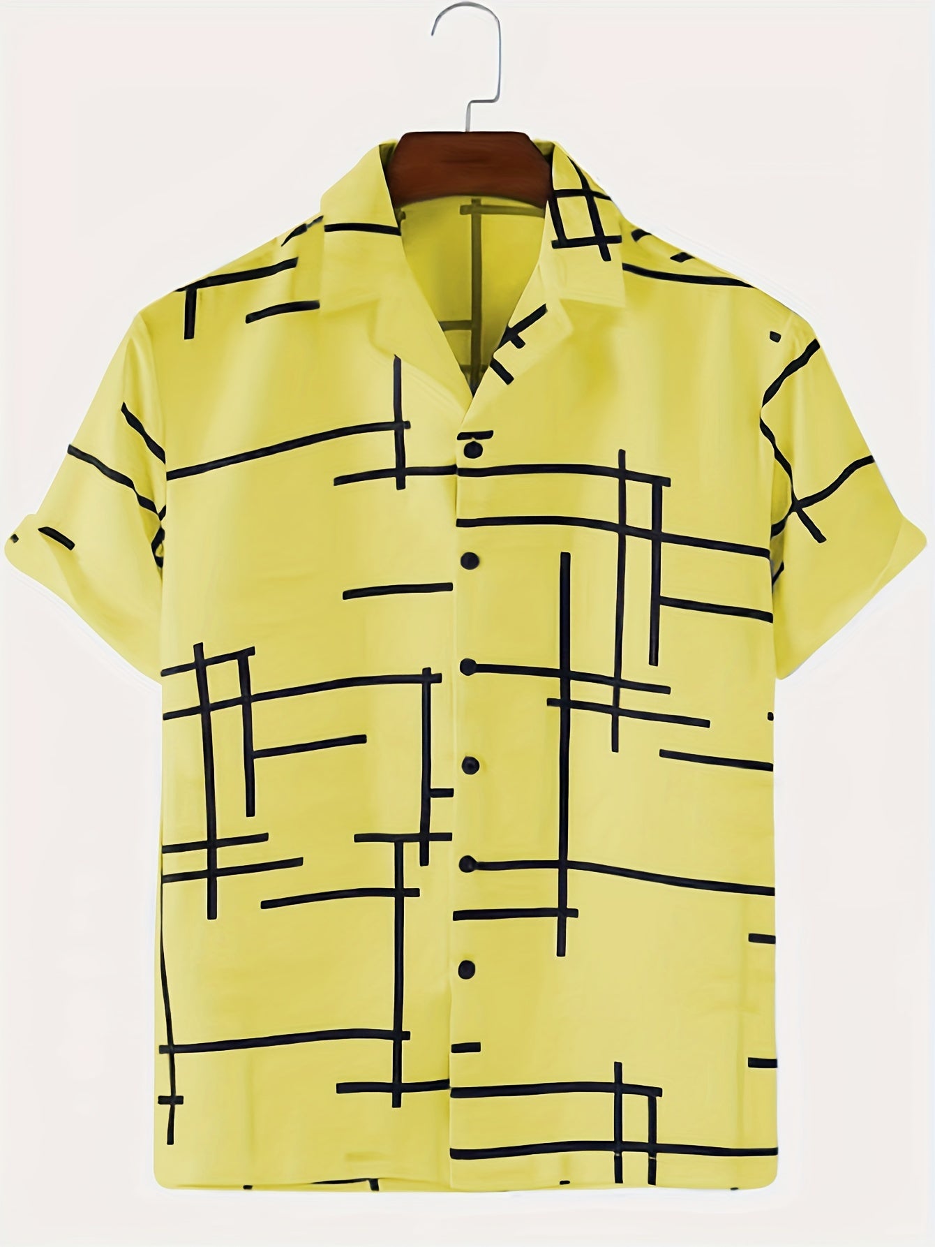 Stripe Print Men's Hawaiian Shirt for Summer Vacation