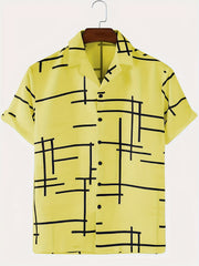 Stripe Print Men's Hawaiian Shirt for Summer Vacation
