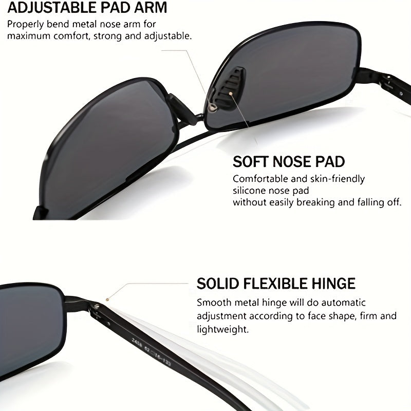 Men's Vintage Square Frame Polarized Sunglasses for Outdoor Cycling