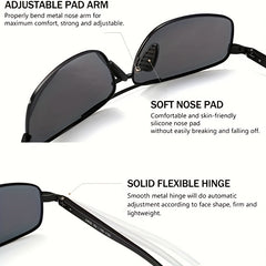 Men's Vintage Square Frame Polarized Sunglasses for Outdoor Cycling