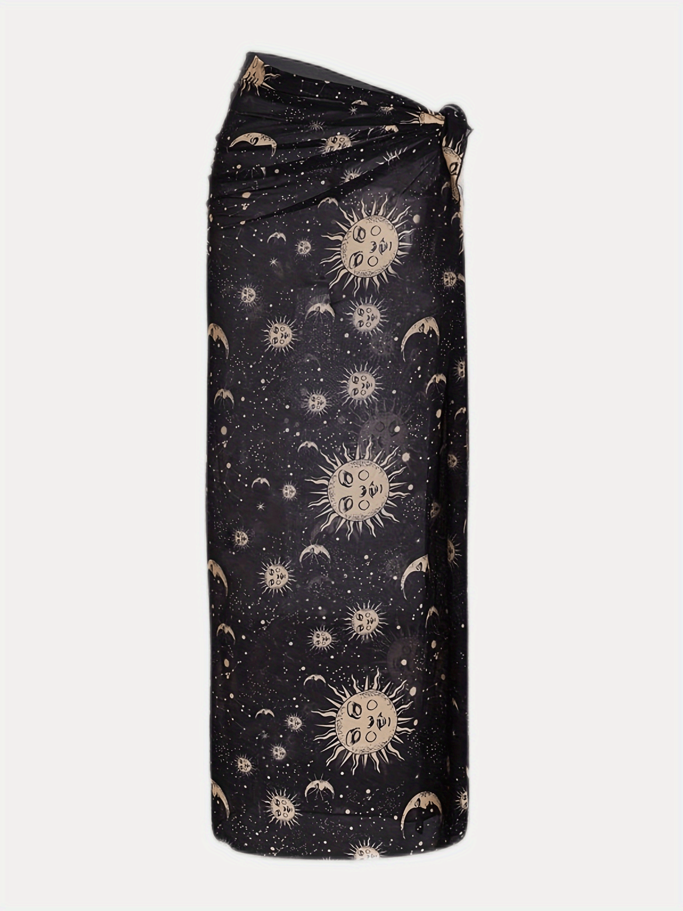 Moon & Sun Pattern Mesh Skirt Hippie Semi Sheer Skirt