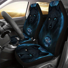 1pc Strange Eyed Wolf Print Car Seat Cover