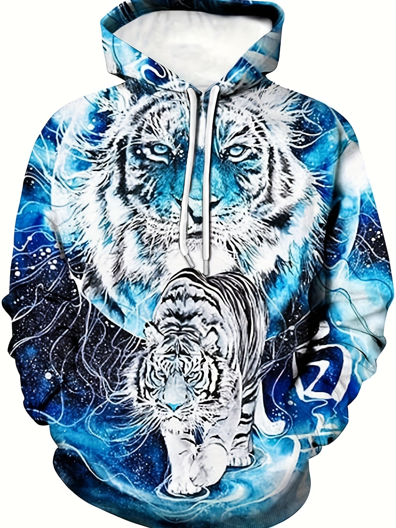 Wolf 3D Print Hoodie Men's Graphic Kangaroo Pocket Pullover