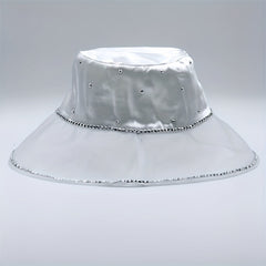 Mesh Breathable Bucket Hat Rhinestone Decor Lightweight Sunshade