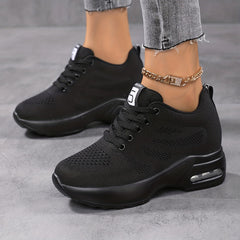 Women's Air Cushion Platform Sneakers with Hidden Heel