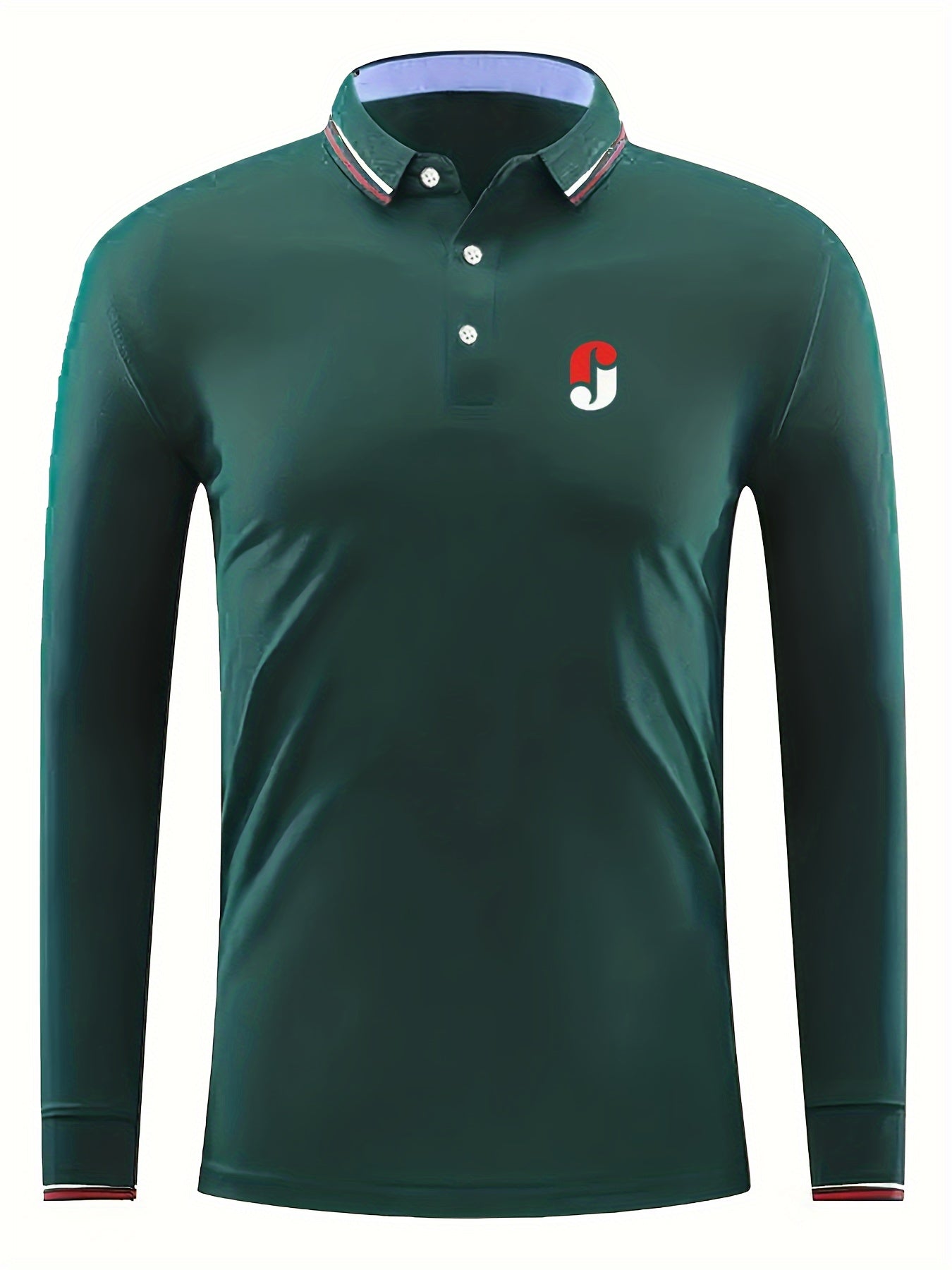 Red Pattern Men's Comfy Polo Shirt Long Sleeve Custom Fit