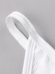 2pcs Ribbed Cami Tops V Neck Hollow Out Crop Top Women's Lingerie