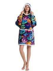 Pumpkin Pattern Dress Up Costume Plush Edge Hoodie