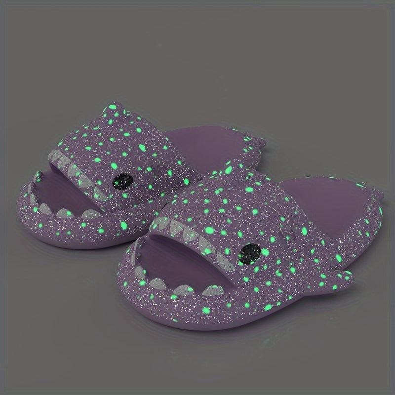Cartoon Shark Luminous Slippers Girls Non Slip Lightweight Open Toe Slippers