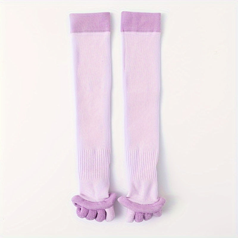 Toeless Knee High Yoga Socks Non-slip Thermal Calf Socks With Grips