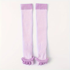 Toeless Knee High Yoga Socks Non-slip Thermal Calf Socks With Grips
