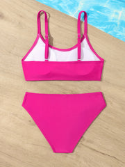 Girls Solid Swimsuit Set Cami Top Briefs Bikini Swimwear Set