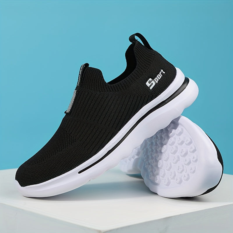 Thick Sole Breathable Running Shoes Comfortable Sneakers Slip On Woven Shoes